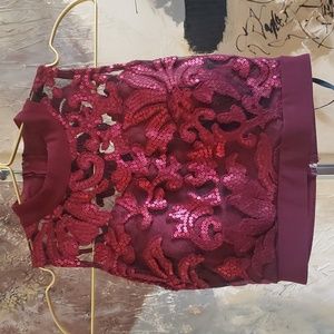 Speechless Burgundy High Neck Sleeveless Sequins Top Size 0